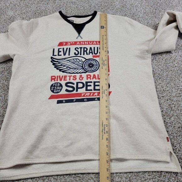 Levis Strauss Sweatshirt Mens XL Beige Rivets & Rally Speed Trials 73rd … - Picture 5 of 8